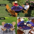 thumbnail image 4 of Halloween Round Tablecloth for 36-44 Inch Tables,Fitted Table Cover with Elastic Edge,Horror Pumpkins Halloween Dark Castle Purple Waterproof Outdoor Table Cloth Protector for Patio Garden Dinner, 4 of 9