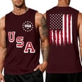 thumbnail image 2 of Youpwaven Men's 250th Anniversary USA Muscle Tank Top, 1776-2026 Double-Sided Graphic Tee, Staggered "USA" Front & Distressed Back Flag Performance Shirt, Landmark Year Celebration Vest, 2 of 5