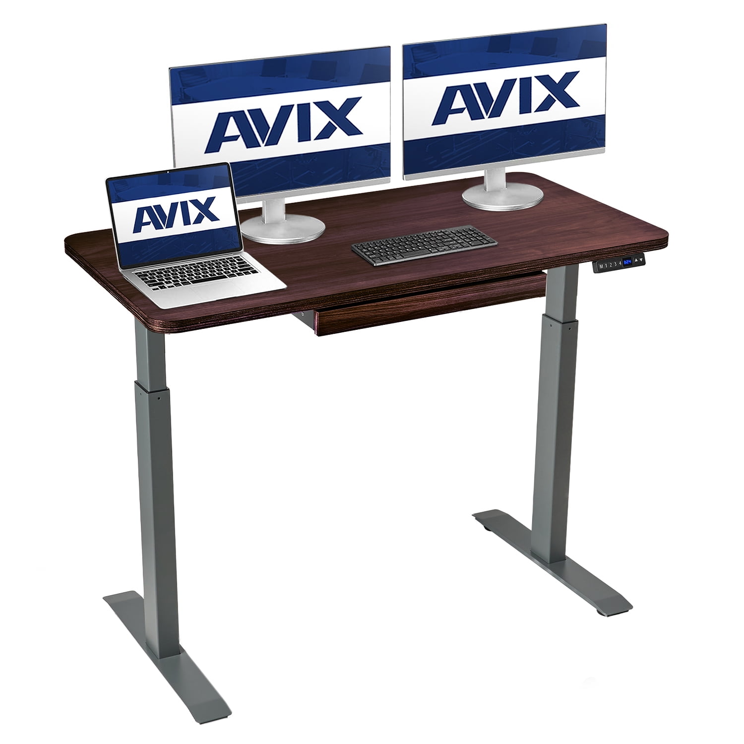 AVIX Dual Motor Electric Standing Desk with Drawer, 48 x 24 Whole Piece SitStand Desk with USB