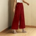 thumbnail image 7 of SELONE Wide Leg Pants for Women Plus Size Lounge Pants with Pockets Cotton Linen Wide Leg Elastic Waist Full Length Trouser Loose Casual Long Beach Pants Solid Red L Tall Breathable Summer Clothes, 7 of 7