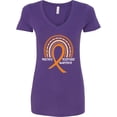 thumbnail image 3 of Inktastic Multiple Sclerosis Awareness Orange Ribbon Rainbow Women's V-Neck T-Shirt, 3 of 5