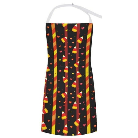 

ZZZHY Halloween Candy Corn Heart Accents-103 Apron with Pockets Adjustable Aprons for Men/Women Waterproof Chef Aprons for Gardening Cooking BBQ Baking Halloween Thanksgiving Christmas