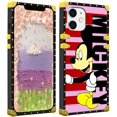 thumbnail image 1 of Étui iPhone 11, Étui Carrée de Luxe Dessin Animé Mickey Mouse, Bord Noir Doré Protection Complète TPU pour iPhone 11 6.1 Pouces (Rayures Rouges Mickey), 1 of 7