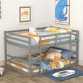 thumbnail image 3 of Bellemave Low Full Over Full Bunk Beds, Juniors Floor Bunk Bed with Ladder and Guardrails, Wood Full Bunk Bed for Teens,  Gray, 3 of 8