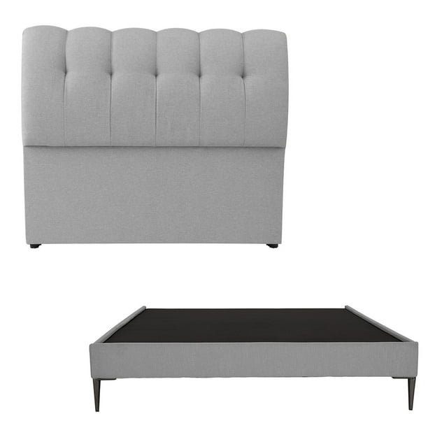 Box Base Cama Slim Matrimonial + Cabecera Nube Gris