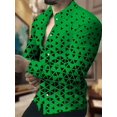 thumbnail image 1 of Camisa de hombre con solapa y estampado geométrico a cuadros para exteriores, informal, de manga larga, con botones, ropa de diseñador, informal y cómoda, 1 of 6