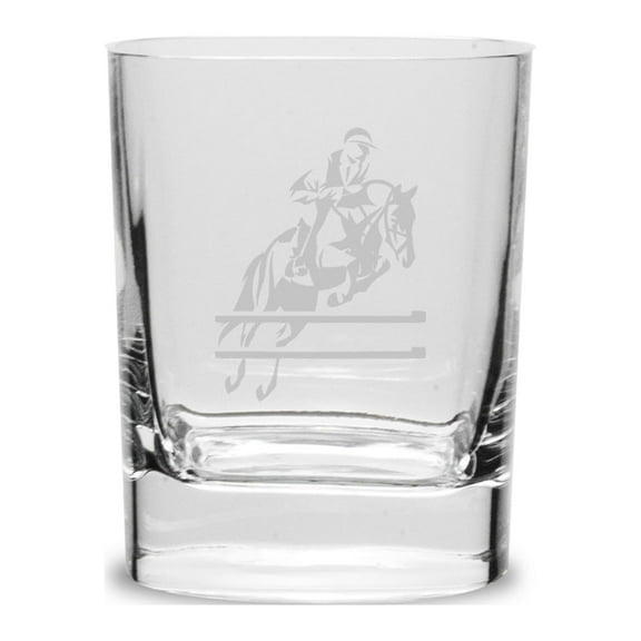 Horse Jumper 11.75 oz. Deep Etched Double Old Fashioned Glass