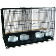 YML Plastic 1 by 2" Bar Spacing Breeding Small Bird Cage with Divider, 4 Perches and 4 Feeder Cups - 30" x 18", Black