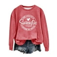 thumbnail image 2 of Sweaters For Women English Printed "Your Little Of Sarcastic Sunshine Has Arrived" Round Neck Retro Hoodless Sweatshirt Polyester Red Size S-5Xl Oversized Sweaters For Women, 2 of 7