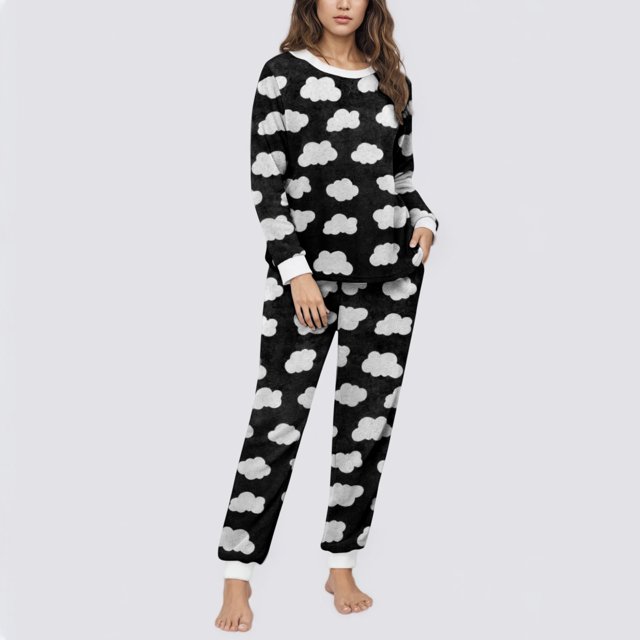 Conjunto de top y pantalones de poliéster con bolsillos largos y estampado de cuello redondo informal para mujer