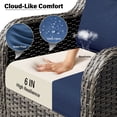 thumbnail image 4 of MeetLeisure 3 Piece Wicker Patio Furniture Set with Side Table, Outdoor Swivel Rocker Chairs with High Back, Deep Seating, Wide Armrest, Thick Cushions for Deck Porch, Dark Blue, 4 of 11