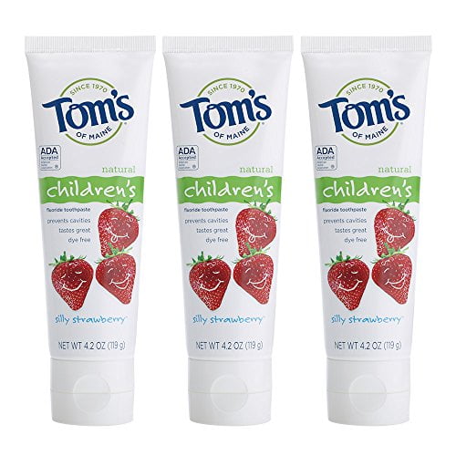Toms of Maine Dentifrice pour Enfants au Fluorure Anti-Carie, Dentifrice pour Enfants, Dentifrice Naturel, Fraise Folle, 4,2 Onces (Lot de 3)