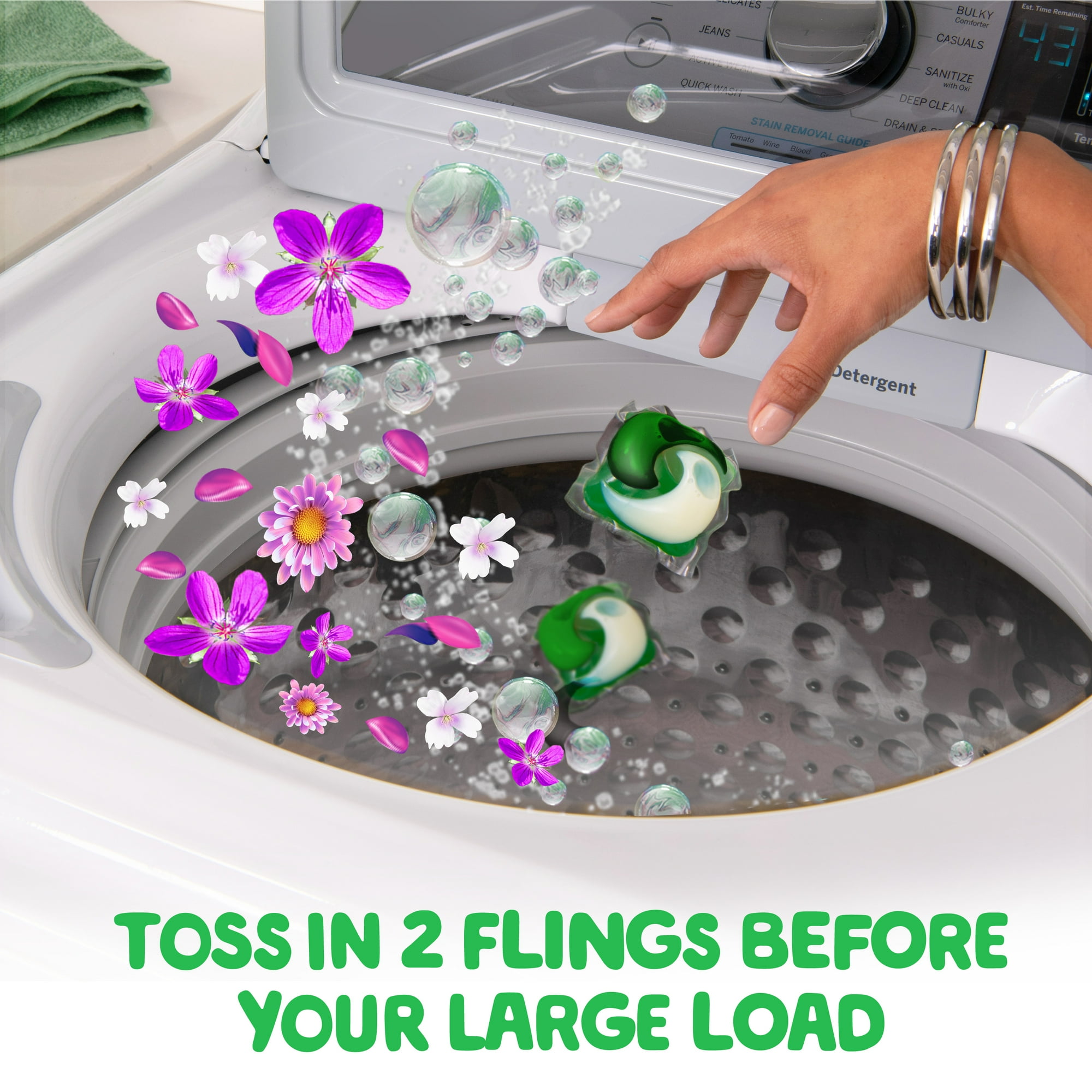 Gain Flings 3-in-1 Oxi Boost and Febreze Laundry Detergent Pacs, Moonlight Breeze Scent, 60 Count