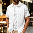 thumbnail image 6 of VgaVtl Collared Shirt Men Short Sleeve Summer Button up Minimalist Shirts for Men Cardigan Leisure Solid Color, 6 of 8