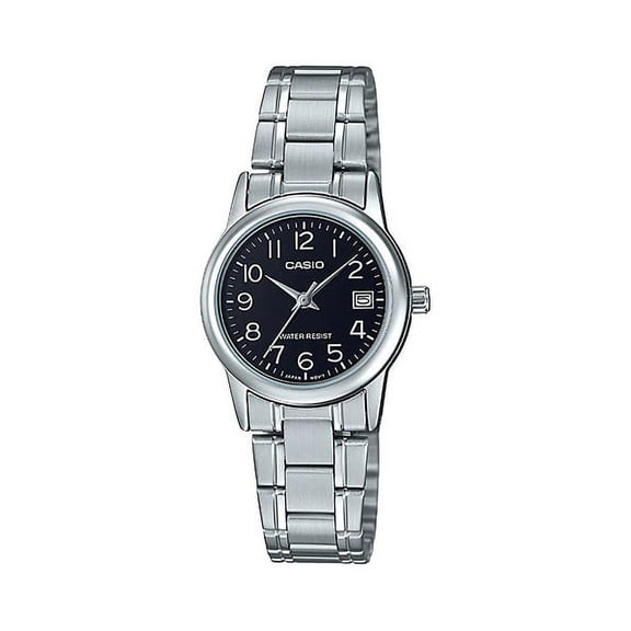 Casio Women's Analog Quartz Black Dial Stainless Steel Watch LTPV002D-1B