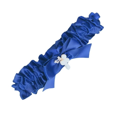 

1PC Western Wedding Bride Garter Bridal Foot Decoration Thigh Ring Sexy Lace Leg Band Bowknot Ornament (Dark Blue)