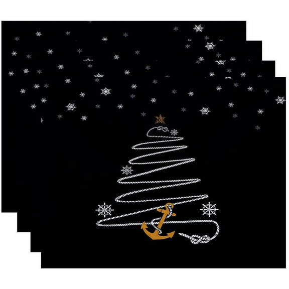 Simply Daisy 18" x 14" Holiday Anchor Geometric Print Placemats, Set of 4