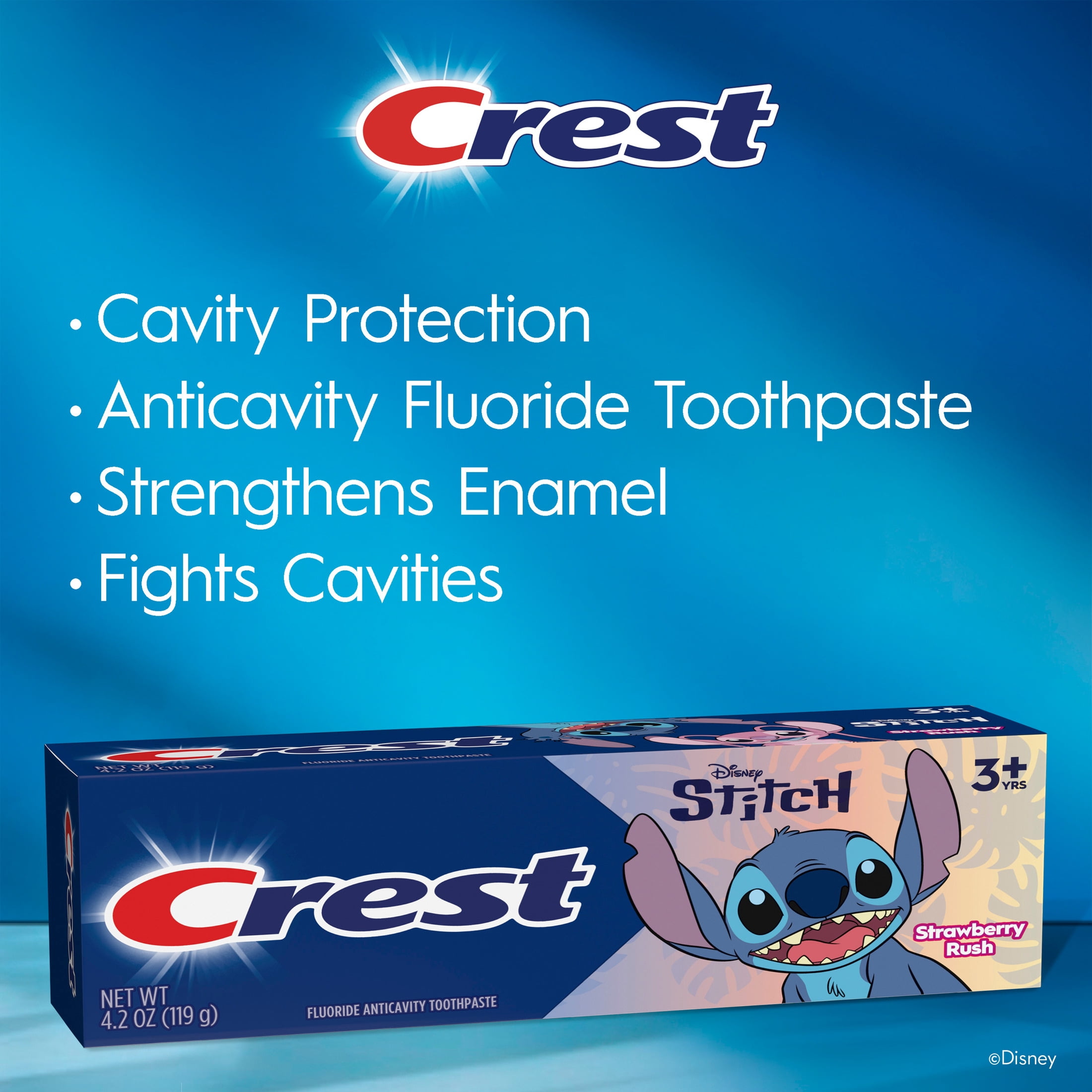 Crest Kid's Toothpaste, featuring Disney Stitch, Strawberry, 4.2 oz, Ages 3+