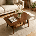 thumbnail image 2 of 2-Tier Coffee Table for Living Room,19.69''D x 39.37''W x 17.32''H Oak Wood Center Table with Storage Shelf.Easy to Assemble Brown Solid Wood Table Furniture, 2 of 8