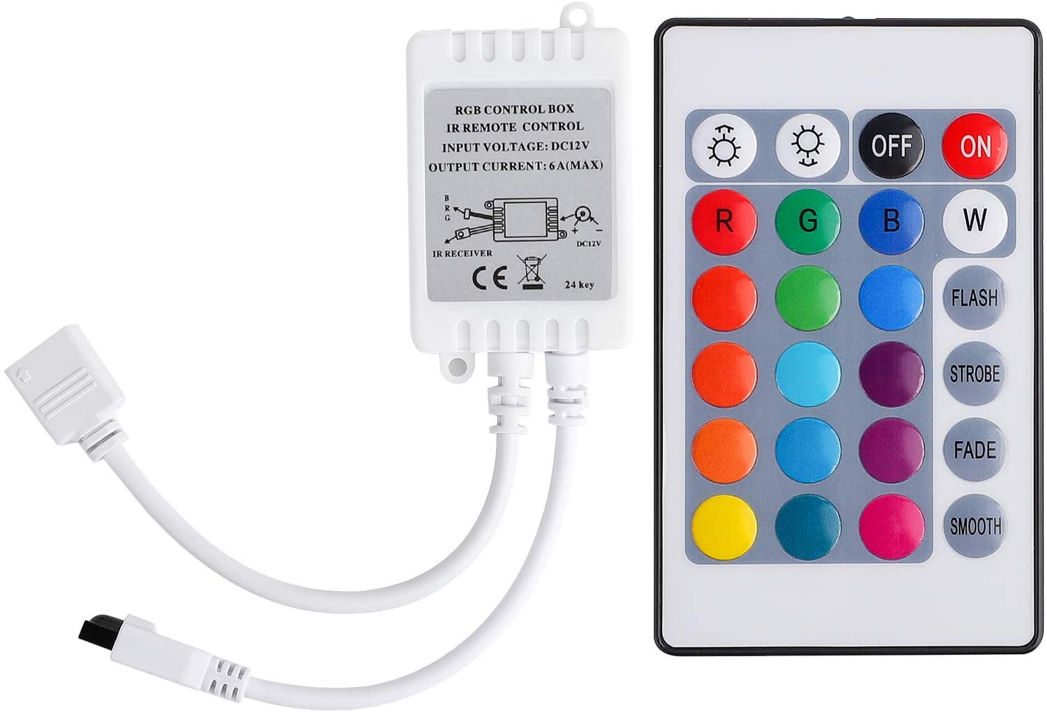 24 Keys DC12V 6A Mini IR Remote Led Controller Power Box for RGB LED Strip Light 