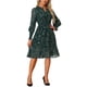 thumbnail image 1 of VESTIDO METÁLICO DE ESTRELLAS CHIC INSPIRADO PARA MUJER, ESCOTE EN V, CINTURA FRUNCIDA, VESTIDO A-LINE CON MANGAS LANTERNA TALLA S VERDE OSCURO-FLORAL, 1 of 6