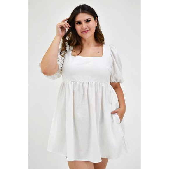 Vestido de algodón Roman Fashion 1008 Blanco Talla Extra
