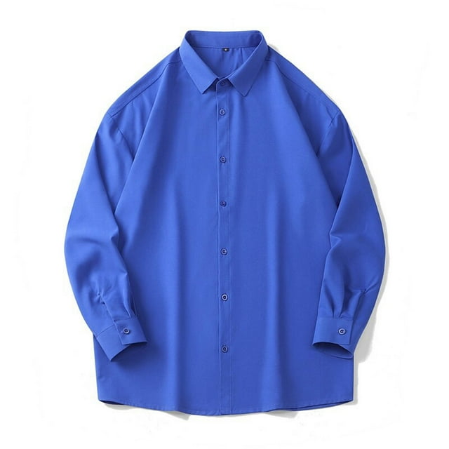 pstuiky hombres de manga larga, Camisa de manga larga con solapa y botones versátil para hombre, de color liso y estilo informal. salir tops xxxl