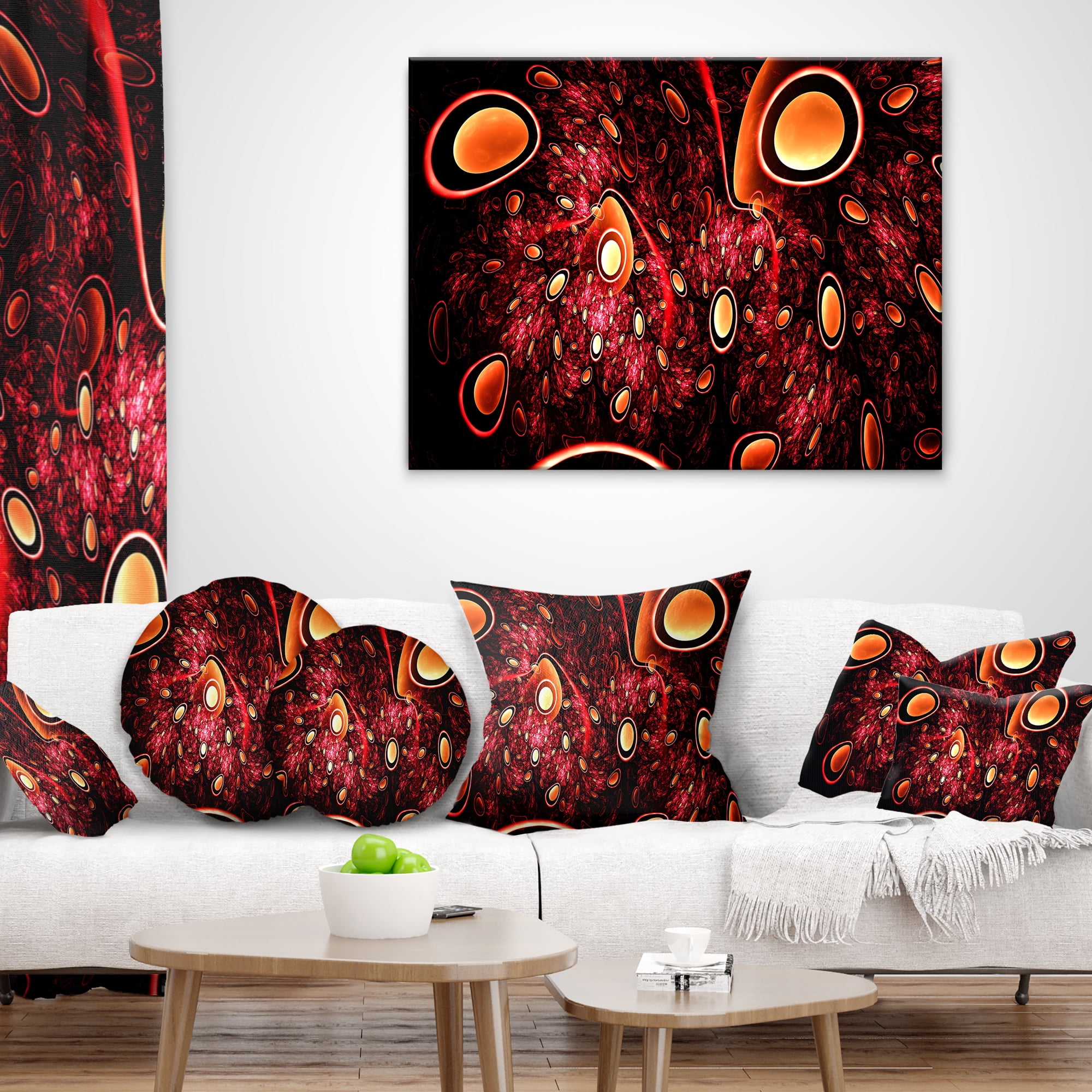 Designart Red 3D Surreal Abstract Design - Abstract Throw Pillow - 18x18