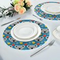 thumbnail image 4 of SKYSONIC Sloth Cartoon Round Placemats for Dining Table Non-Slip Heat-Resistant Polyester Table Mats Set of 6 Washable Table Mats for Kitchen Dining Table Decoration, 4 of 5