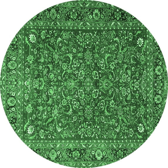 Ahgly Company Indoor Round Persian Emerald Green Traditional Area Rugs, 3' Round