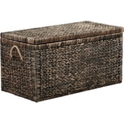 ClickDecor Farmhouse Wicker Storage Trunk with Handles, Black Washed