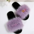 thumbnail image 6 of Wensltd Women's Home Slippers with Memory Foam Fuzzy House Slippers Indoor Outdoor Soft Warm Open Toe Shoes, 6 of 9