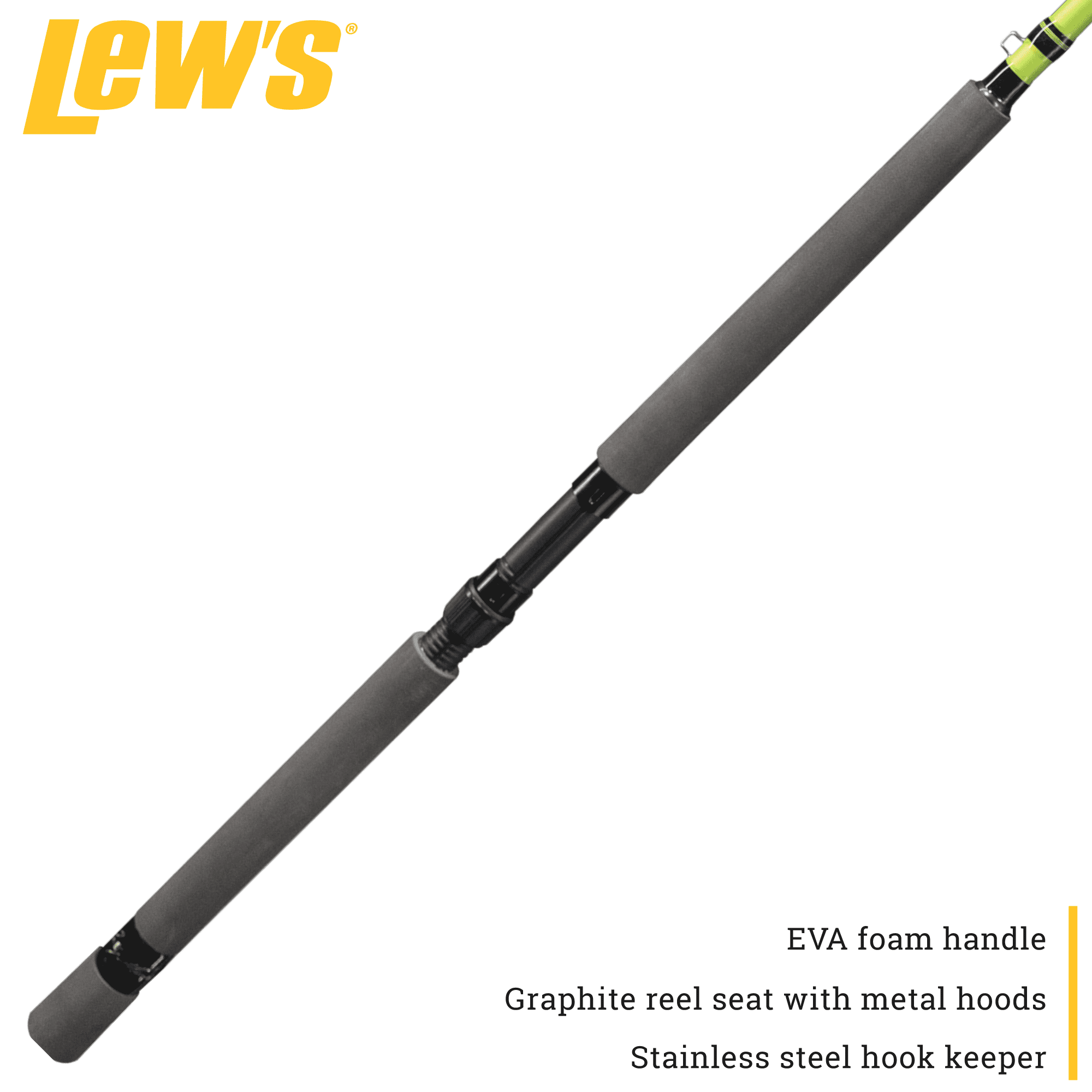 Lew's Crappie Thunder Jigging Rod, 9-Foot 2-Piece Rod, Light Power Fast Action, Green