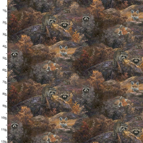 Whitetail Country Scenic Critters Multi Cotton Fabric