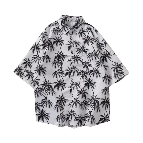Kilaqueen 5-14Y Boys Girls Shirts Hawaiian Button Down Short Sleeve Lapel Shirts Tropical Luau 3D Print Fashion Lightweight Shirts