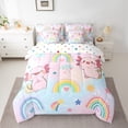 thumbnail image 2 of jejeloiu Pink Kawaii Axolotl 7-Piece Bedding Comforter Set,Boho Cartoon Rainbow King Bedding Sets,Cute Loves Stars Bed Sheets For Girls Teens,Super Cozy Room Decor Reversible, 2 of 8