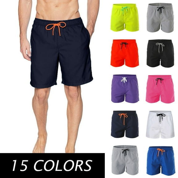 Board Shorts Swim Trunks for Men Sports Net Dry Quick With Inner Casual Swimwear Bathing Suits Beach Bottom Shorts Black Saving Clearance