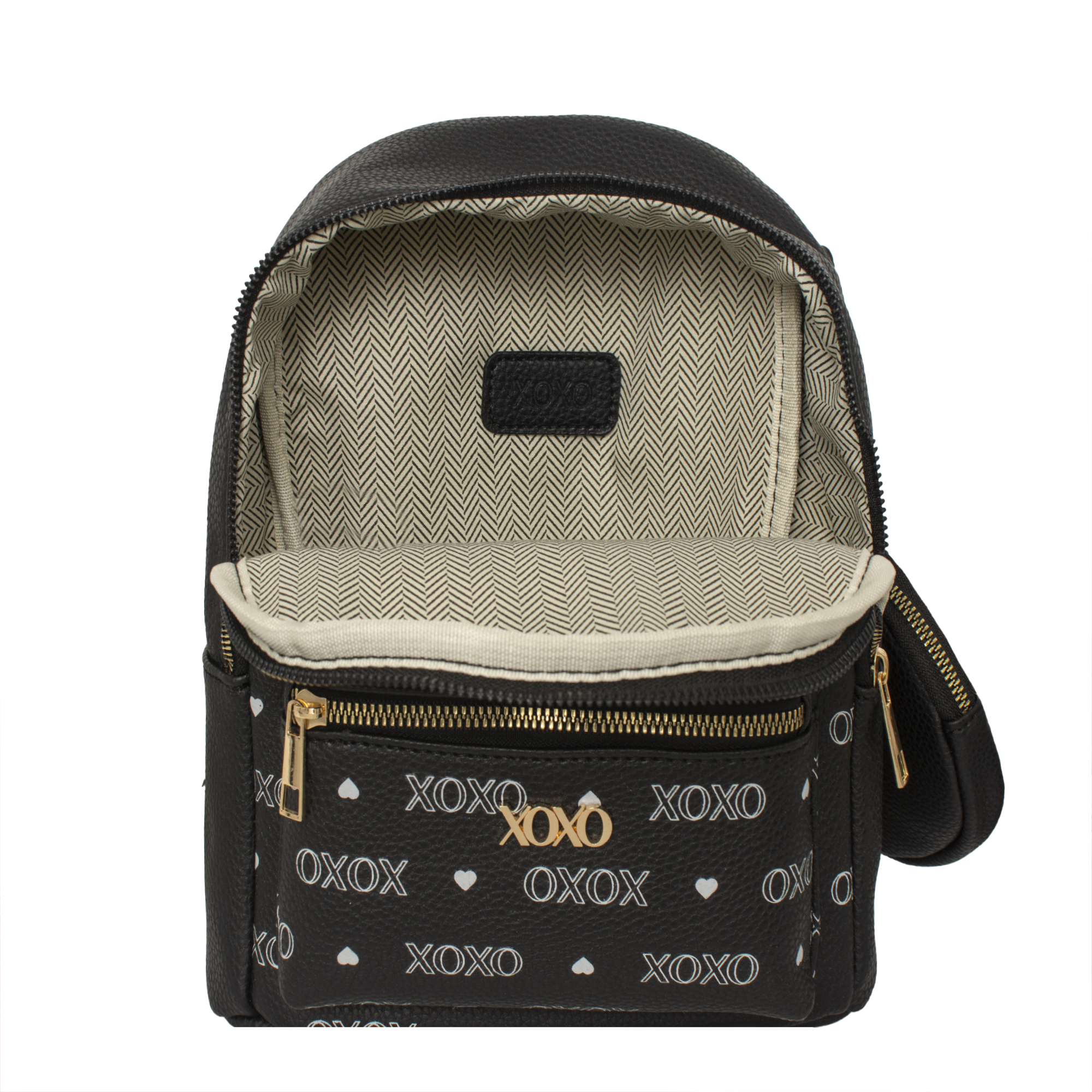 XOXO Heart Black Leather Backpack - Everyday Bag for Women  display picture 3