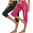 thumbnail image 2 of XuJwPNcy 2pc Women's Capris Drawstring Low Waisted Casual Comfy Jogger Capri Pants Athletic Workout Cropped Pants, 2 of 7