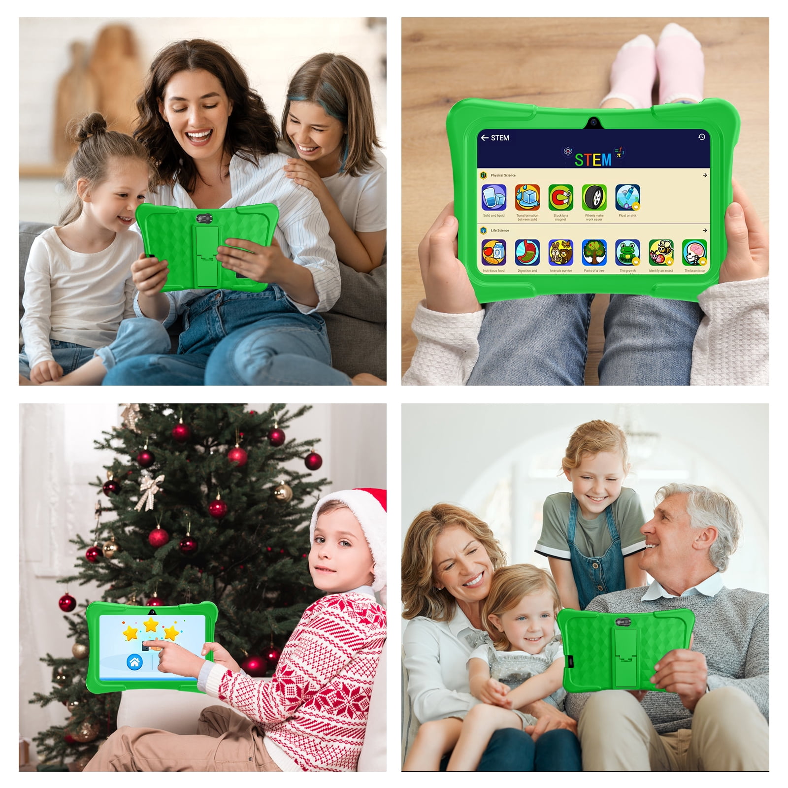 EDDBNi 7" Kids Tablet，6GB RAM 32GB ROM Android Tablet Computer for Children，parental controls，Eye Protection Toddler Tablet for Ages 4-12（green）