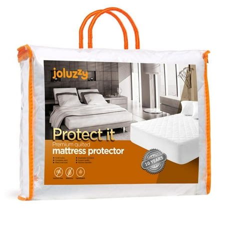 joluzzy Quilted Waterproof Mattress Pad - 100% Cotton Surface - Breathable - Noiseless - Hypoallergenic - Vinyl-Free - Fitted Sheet Mattress Protector, Queen (Best Baby Waterproof Mattress Pad)