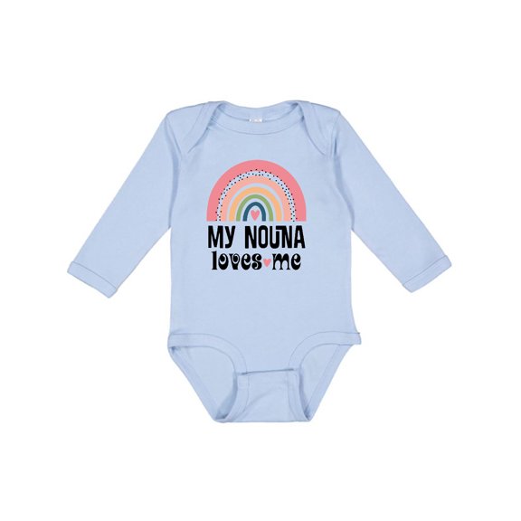 Inktastic Nouna Loves Me Rainbow Grandchild Girls Long Sleeve Baby Bodysuit