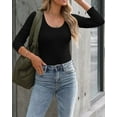 thumbnail image 2 of VAFFUL Womens Long Sleeve Shirts Scoop Mock Neck Fitted Ribbed Fall Tops, 2 of 5