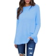thumbnail image 2 of Dyfzdhu Fuzzy Tops for Women Plus Size Solid Long Sleeve Loose Thermal Fleece Crewneck Sweatshirts Blue, 2 of 5