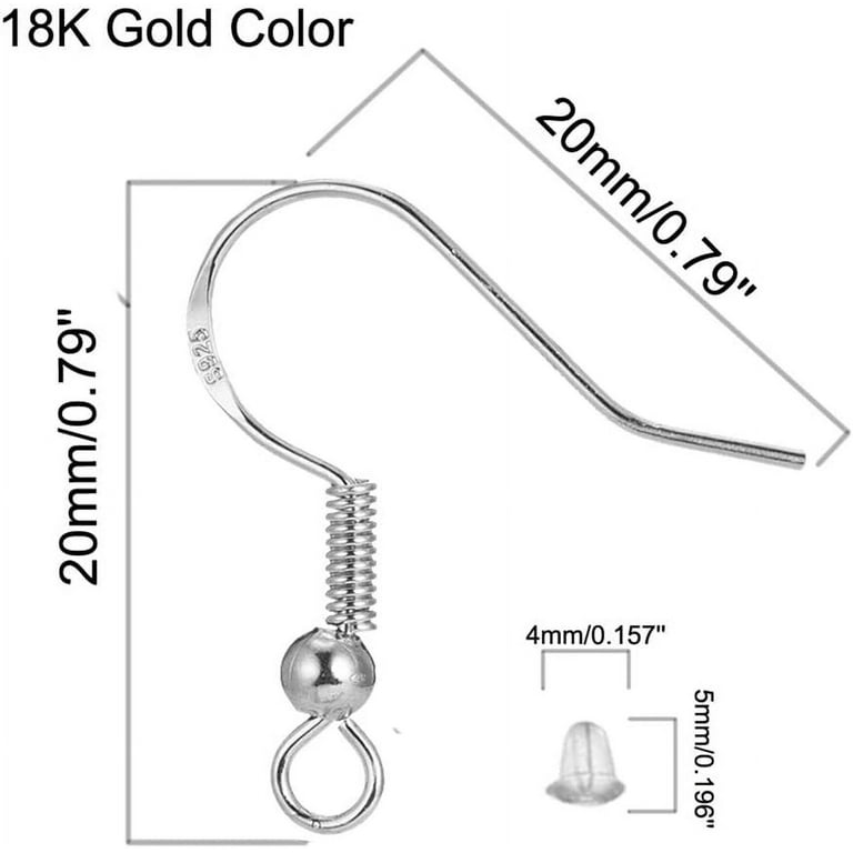 Hypoallergenic Fish Hooks Earrings - 120 PCS/60 Pairs White Gold