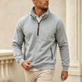 thumbnail image 4 of LYSMORA Men's Stand Collar Quarter Zip Pullover Sweatshirt, Zipper Side Pockets Long Sleeve Loose Casual Athletic Tops, 4 of 7