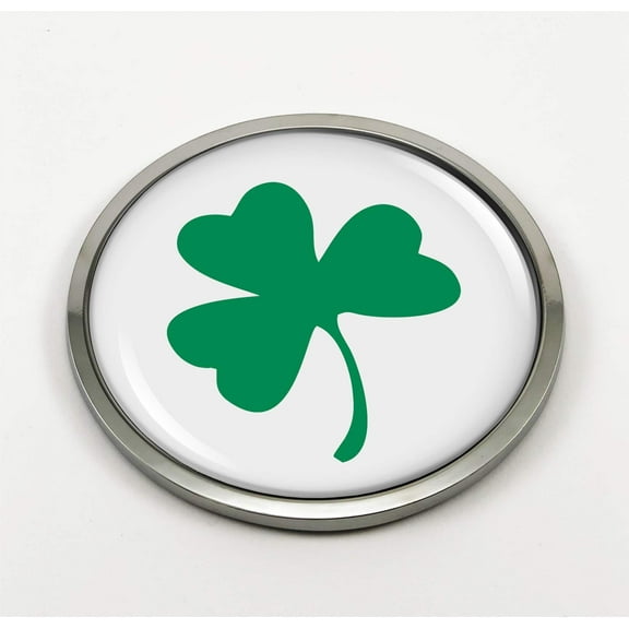 Shamrock | 3D Domed CAR Emblem Badge Sticker Chrome Metal Round Bezel