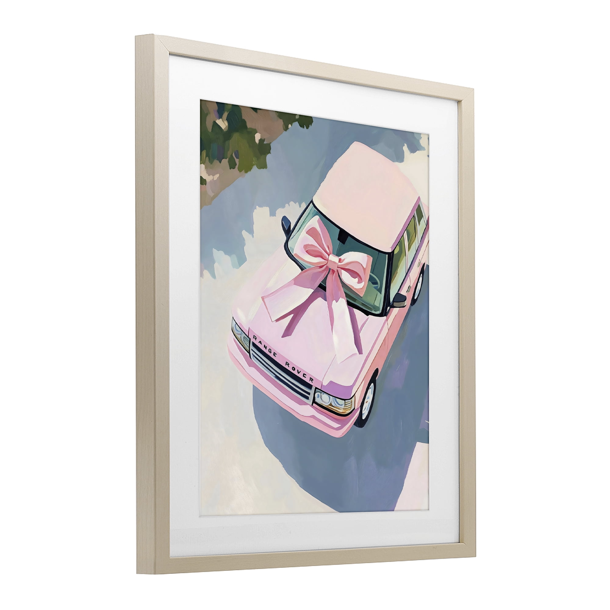 Stupell Industries Pink Luxury Rover with Ribbon Birch Framed Print Under Glass, design by The Prints Vibe