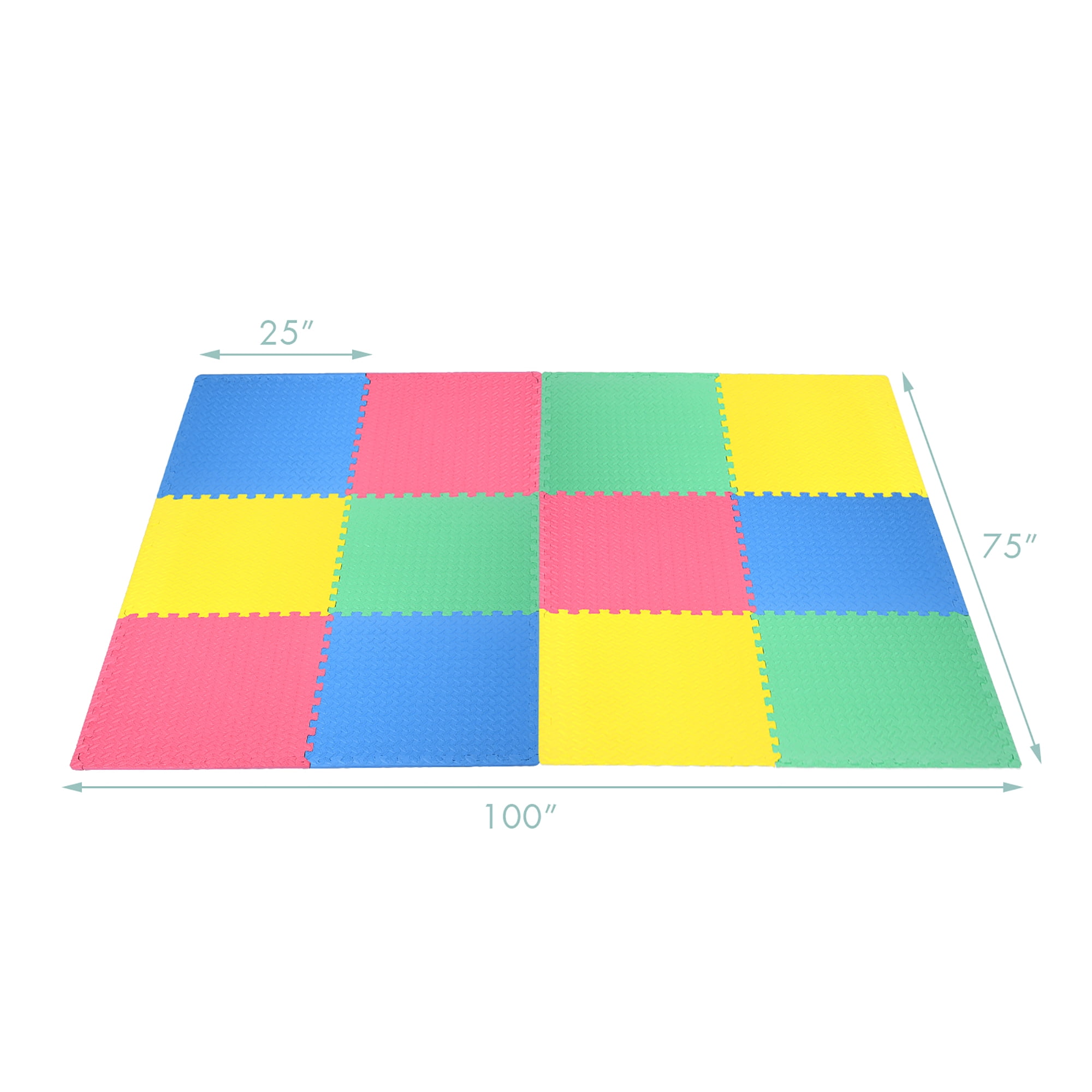 Costway 12PCS Kid’s Puzzle Exercise Play Mat w/EVA Foam Interlocking Tiles (25''x25'')
