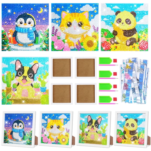 Animal Diamond Painting, 40pcs Diamond Painting Kits Animals Diy Diamond Art for Home Wall Decoration, Arts and Crafts for Animal Party Decorations Supplies